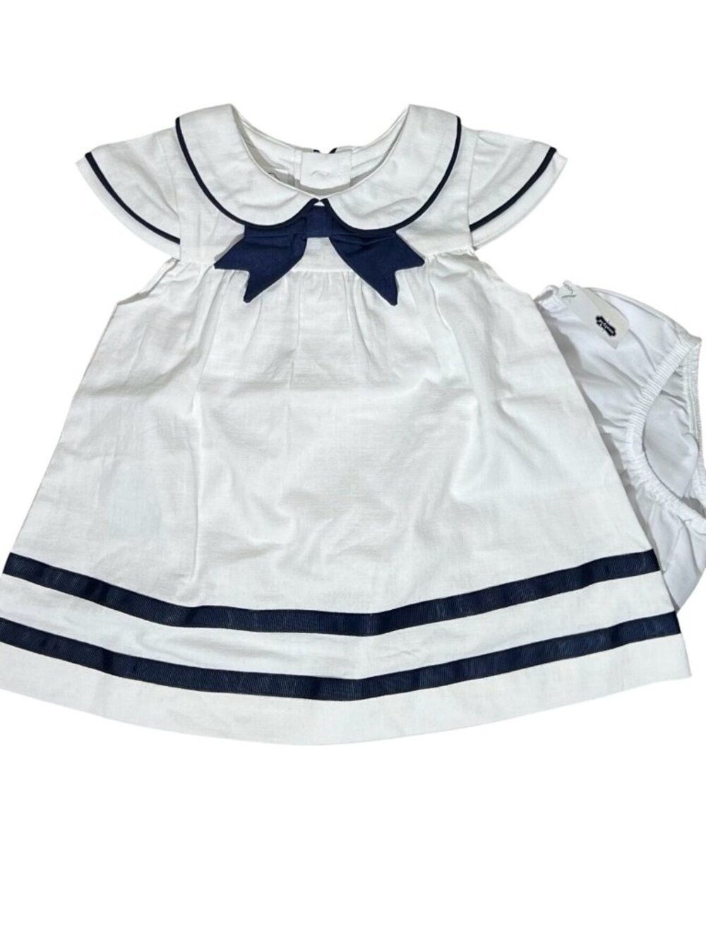 Mud Pie 3-6m NWT Nautical Sailor dress white navy blue bow classic boat USA